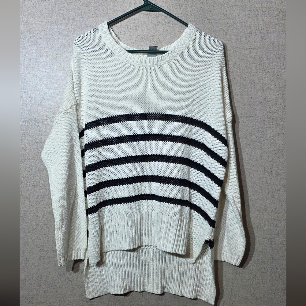 Quinn Cream and Black Striped Sweater